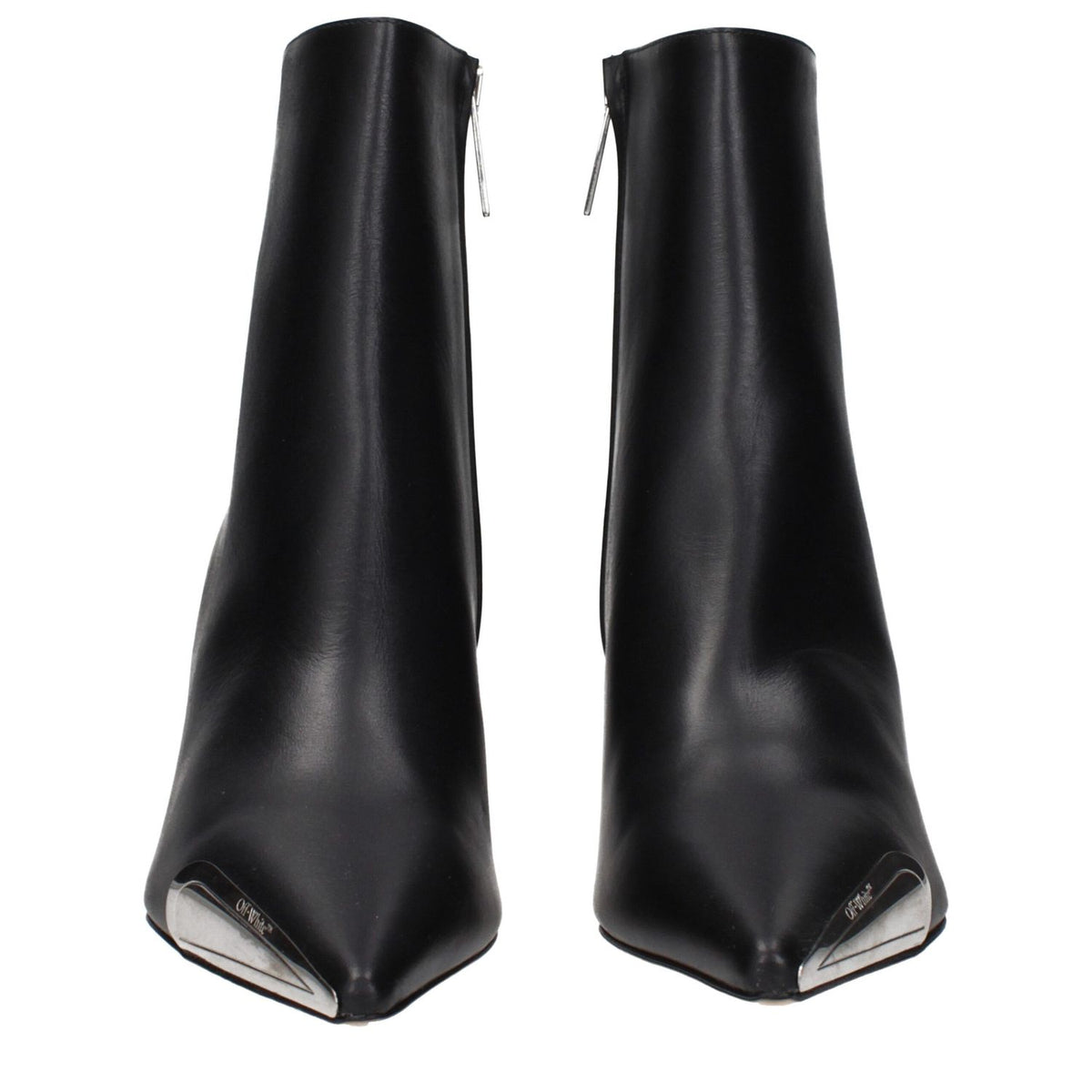 Off-White Black Leather Ankle Boots