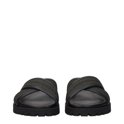 Off-White Green Fabric Flat Sandals