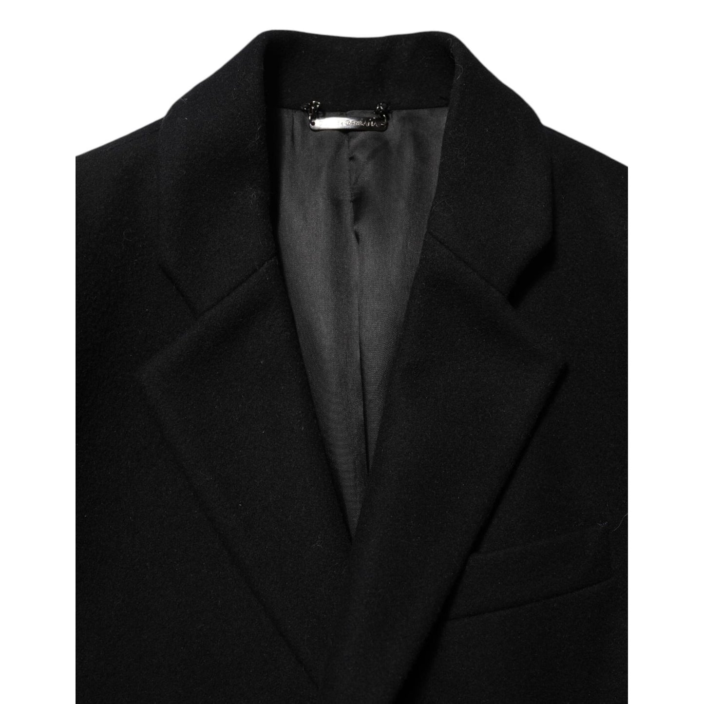 Dolce & Gabbana Black Wool Buttoned Men Trench Coat Jacket