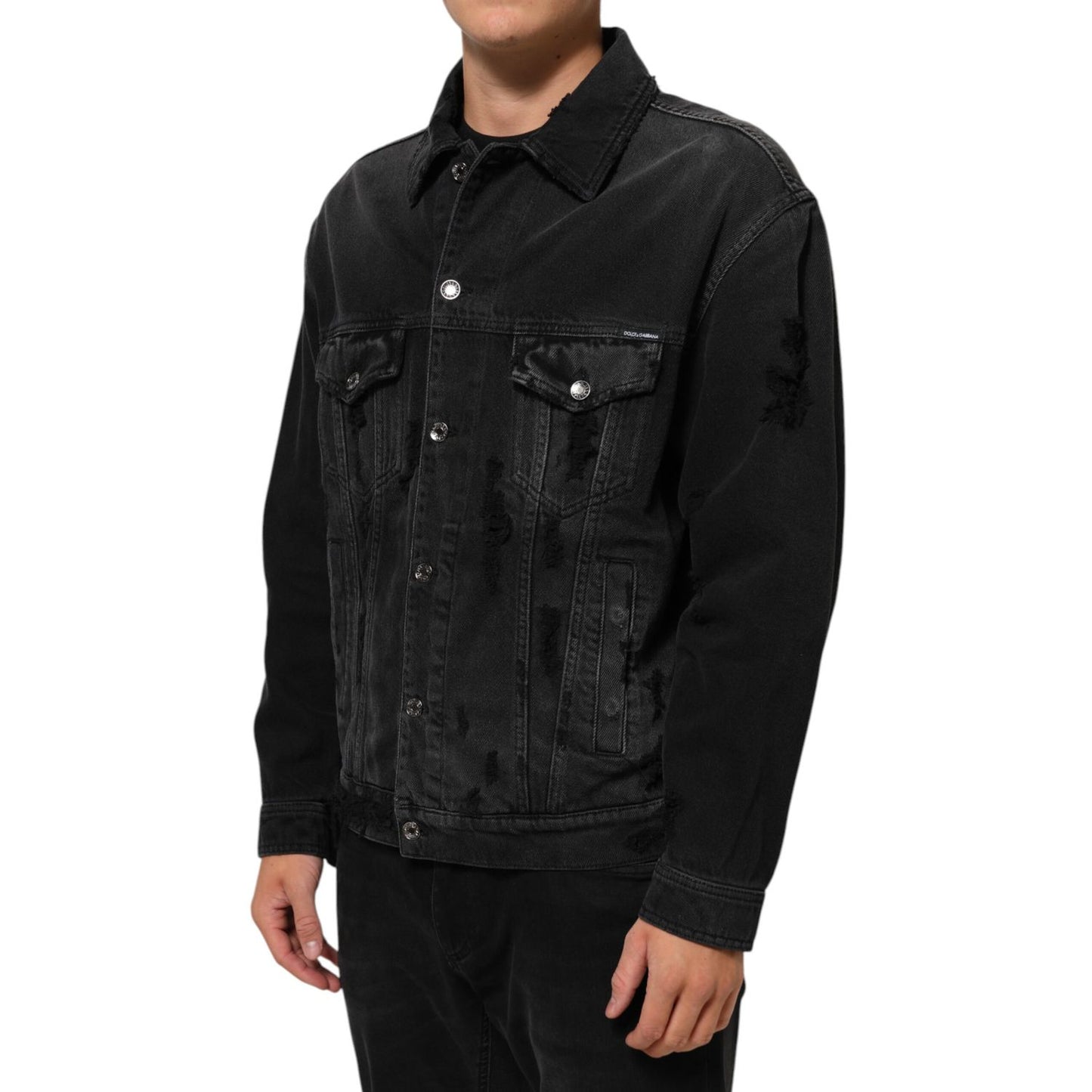 Dolce & Gabbana Black Cotton Stretch Denim Blouson Jacket