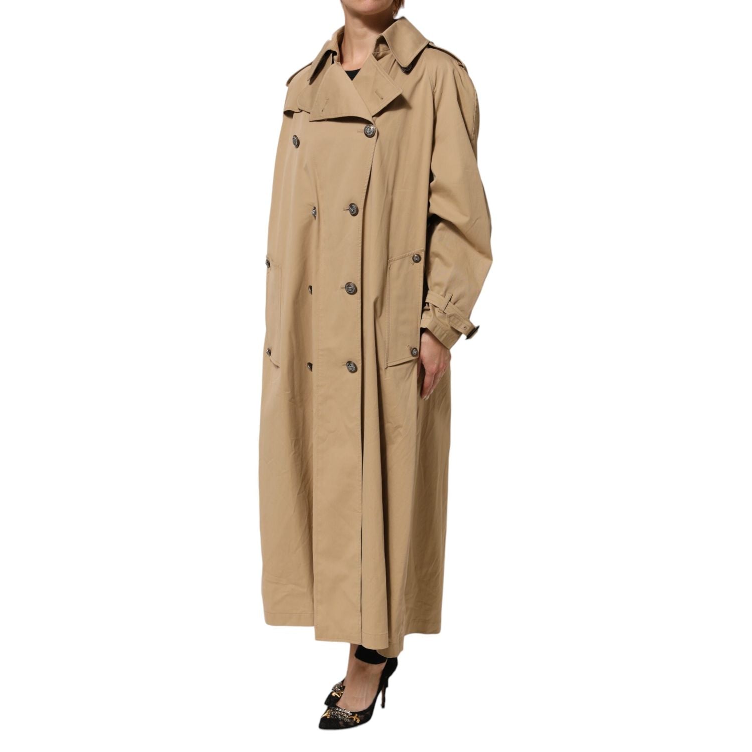 Dolce & Gabbana Khaki Double Breasted Trench Coat Jacket