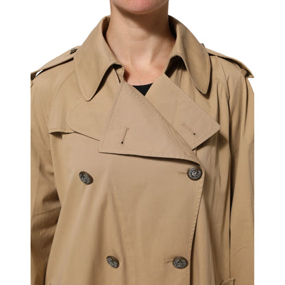 Dolce & Gabbana Khaki Double Breasted Trench Coat Jacket