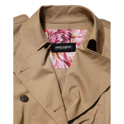Dolce & Gabbana Khaki Double Breasted Trench Coat Jacket