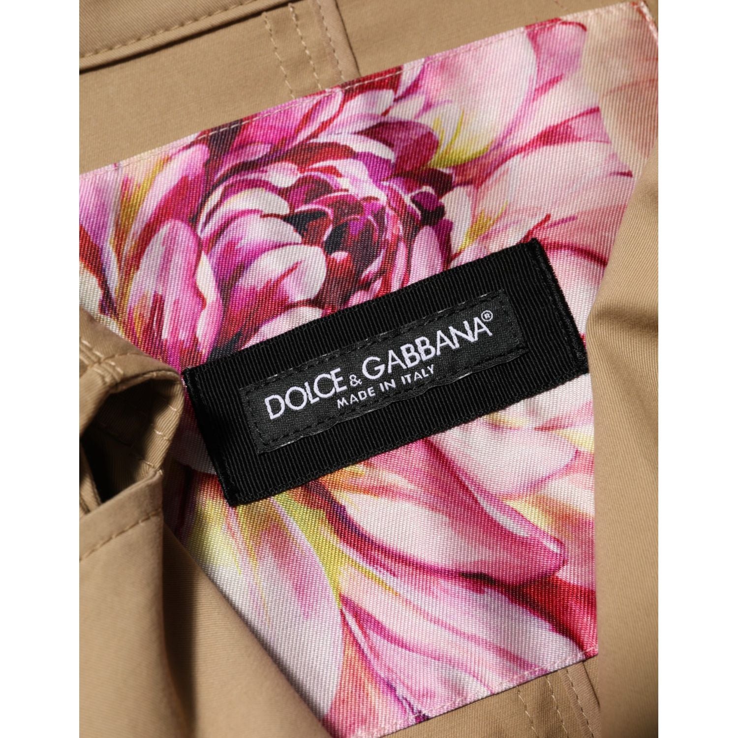 Dolce & Gabbana Khaki Double Breasted Trench Coat Jacket