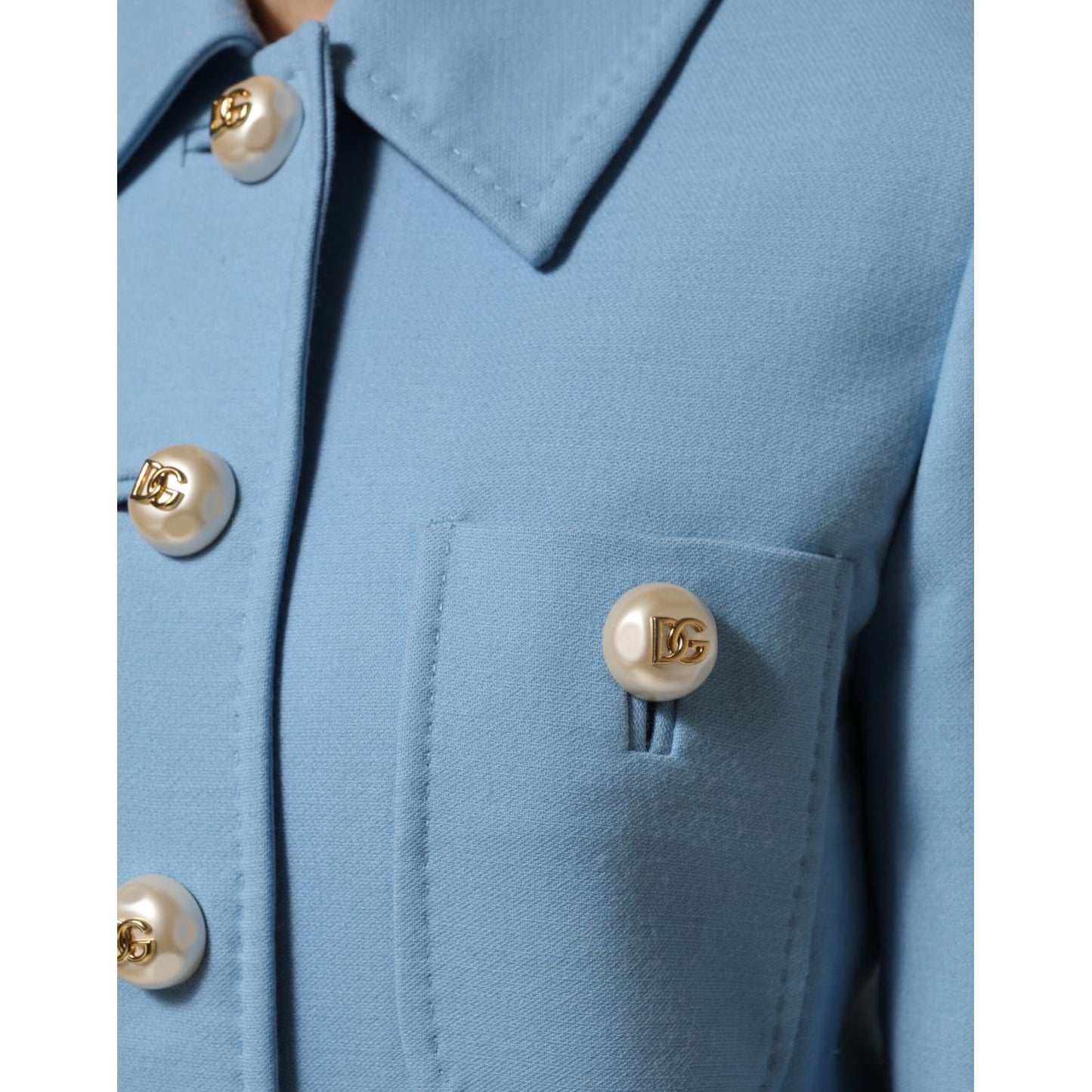 Dolce & Gabbana Blue Buttoned Down Trench Coat Jacket