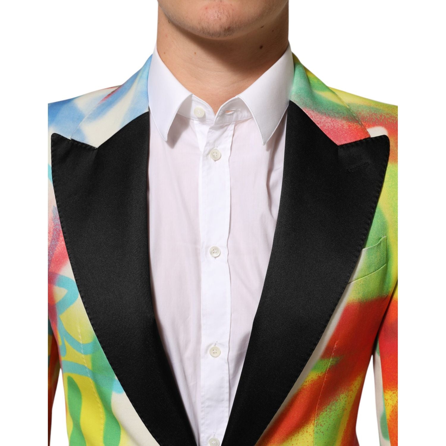 Dolce & Gabbana Multicolor Graffiti SICILIA 1 Button Men Suit Blazer