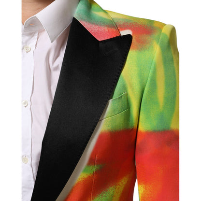 Dolce & Gabbana Multicolor Graffiti SICILIA 1 Button Men Suit Blazer