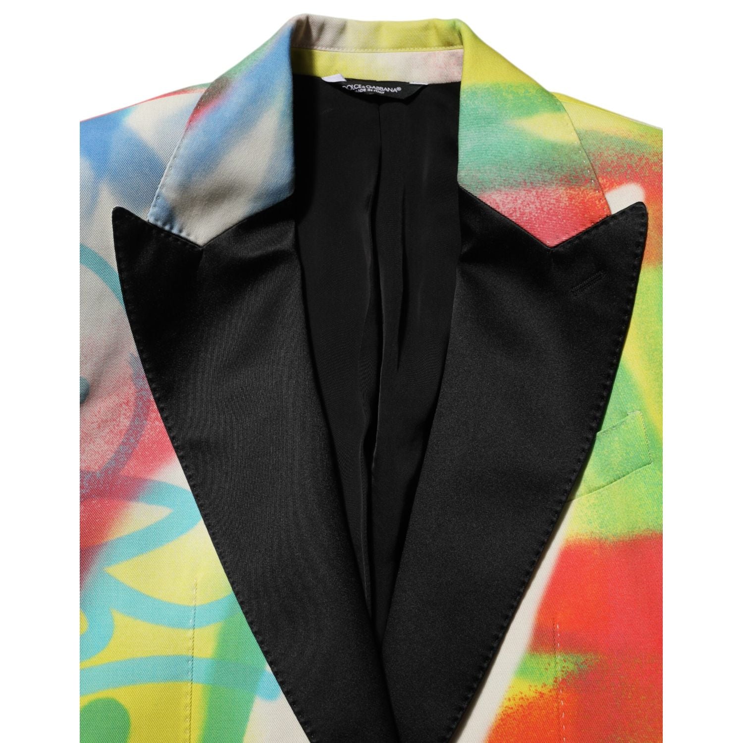 Dolce & Gabbana Multicolor Graffiti SICILIA 1 Button Men Suit Blazer