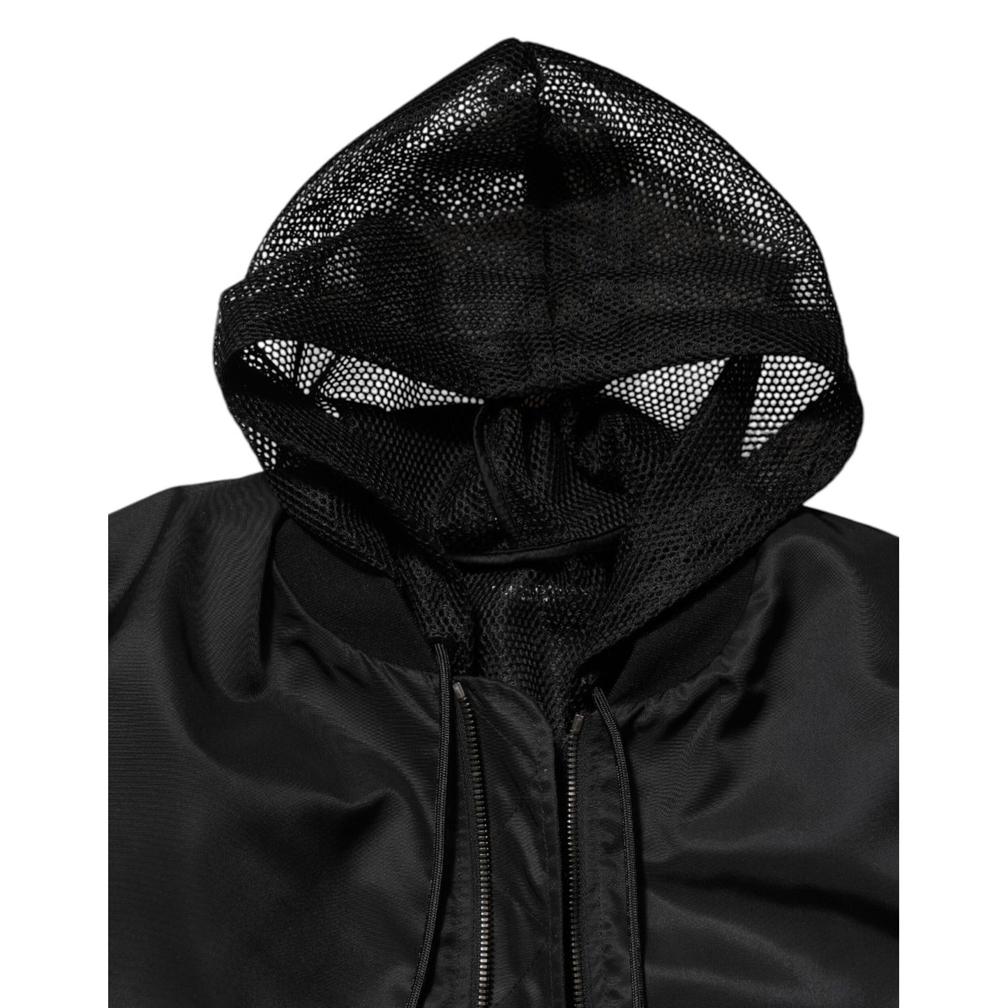 Dolce & Gabbana Black Nylon Hooded Full Zip Bomber Men Jacket