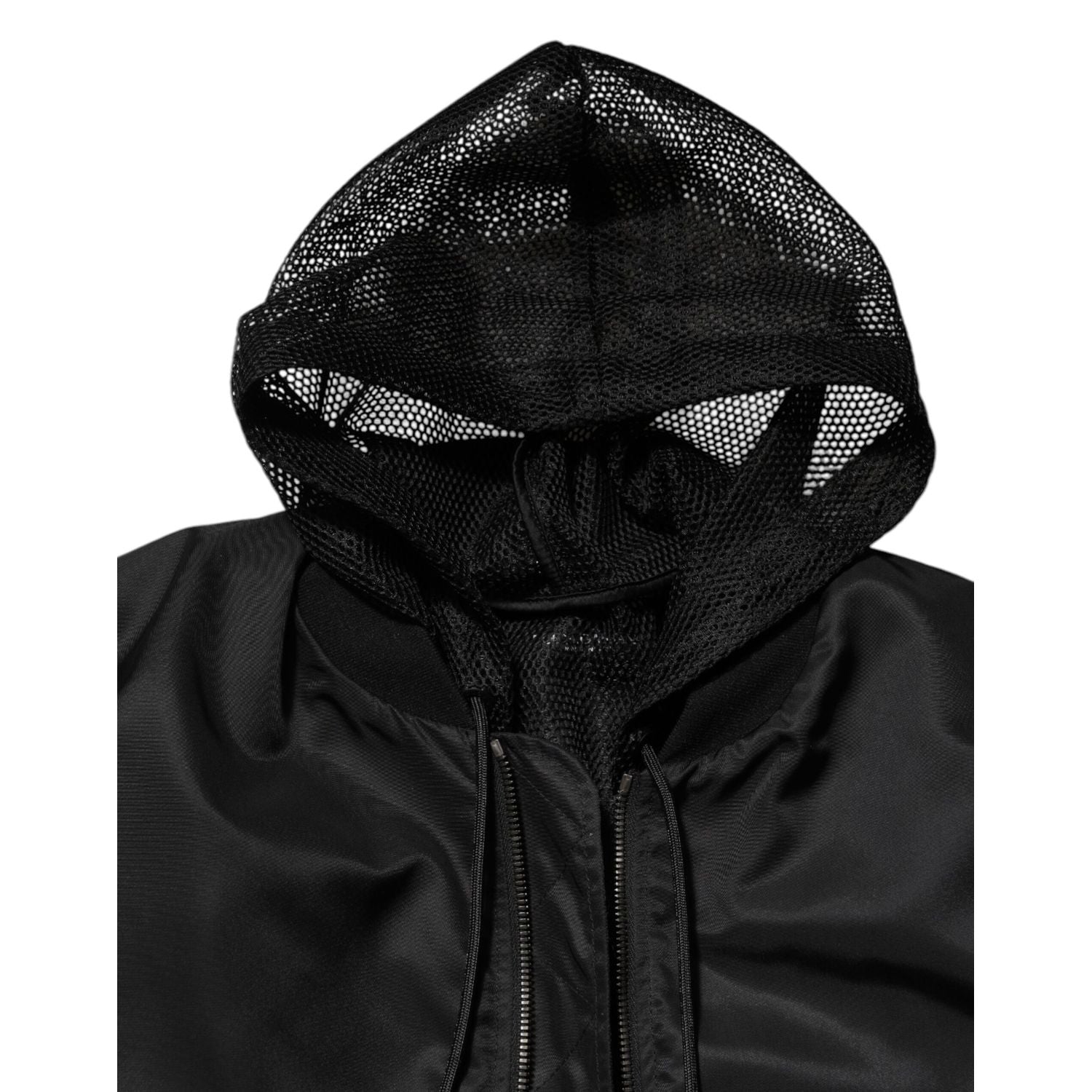 Dolce & Gabbana Black Nylon Hooded Full Zip Bomber Men Jacket