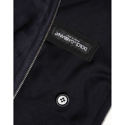 Dolce & Gabbana Black Leather Full Zip Hooded Blouson Jacket