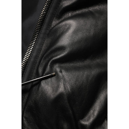 Dolce & Gabbana Black Leather Nylon FullZip Blouson Jacket