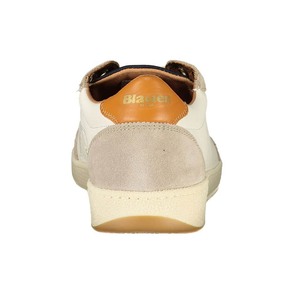 Blauer White Leather Men Sneaker