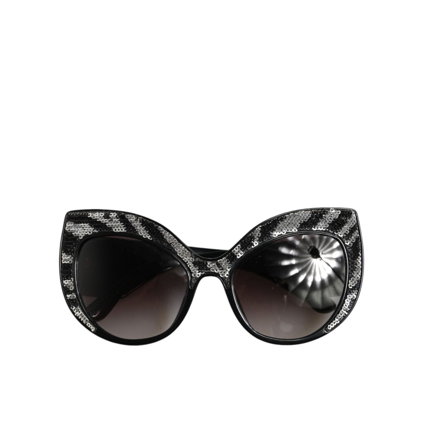 Dolce & Gabbana Black Silver Sequin Butterfly Polarized Sunglasses