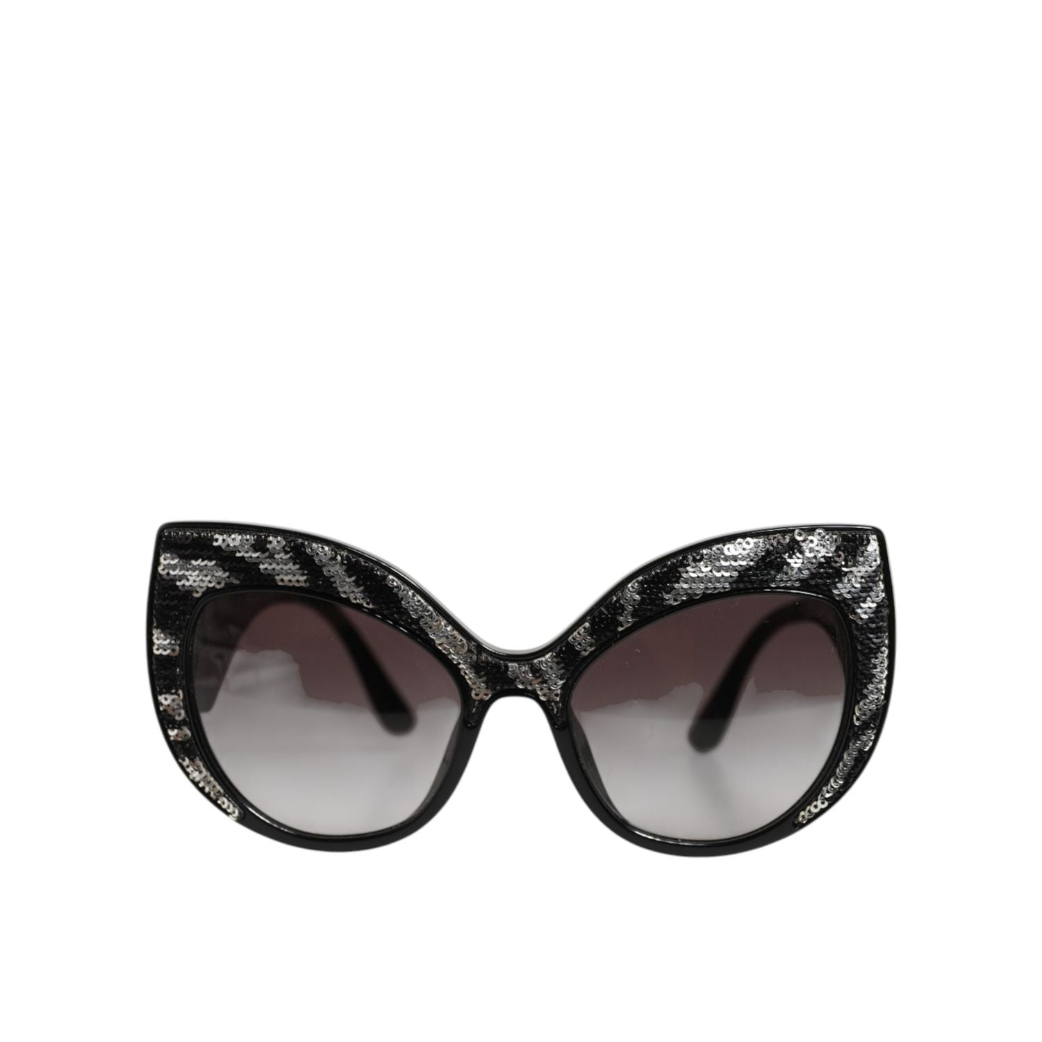 Dolce & Gabbana Black Silver Sequin Butterfly Polarized Sunglasses