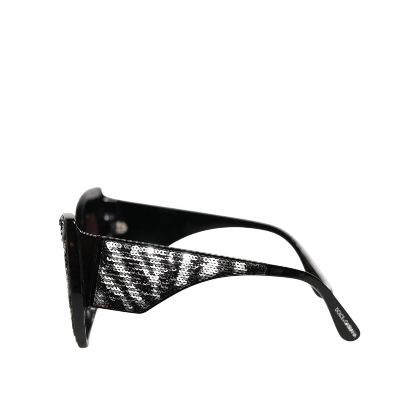 Dolce & Gabbana Black Silver Sequin Butterfly Polarized Sunglasses