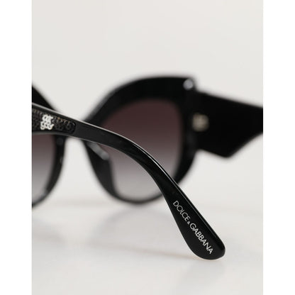 Dolce & Gabbana Black Silver Sequin Butterfly Polarized Sunglasses
