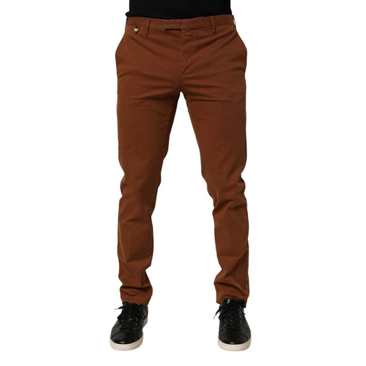 PT Torino Brown Men Skinny Chino Mid Waist Trouser Pants