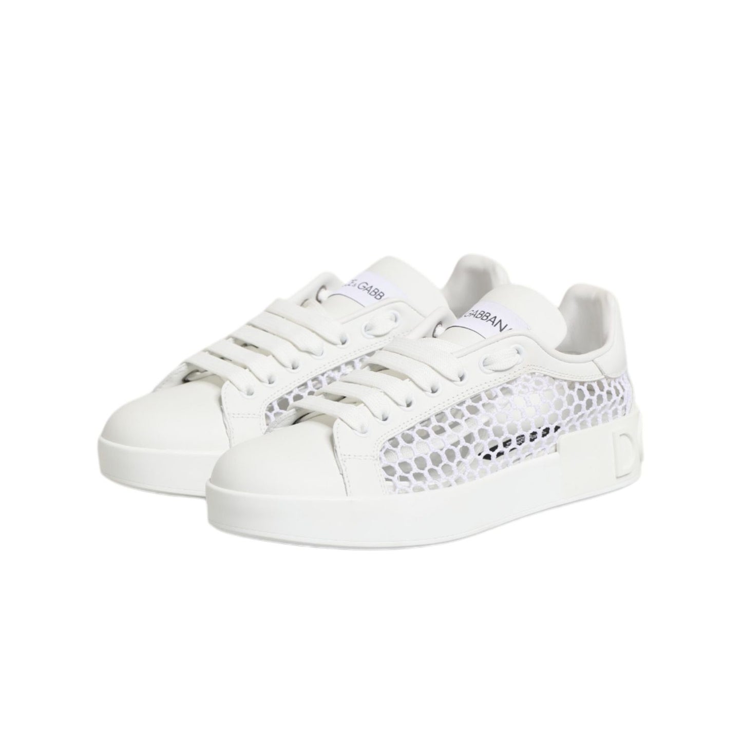 Dolce & Gabbana White Mesh Inserts Low Top Sneakers Shoes