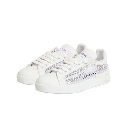 Dolce & Gabbana White Mesh Inserts Low Top Sneakers Shoes