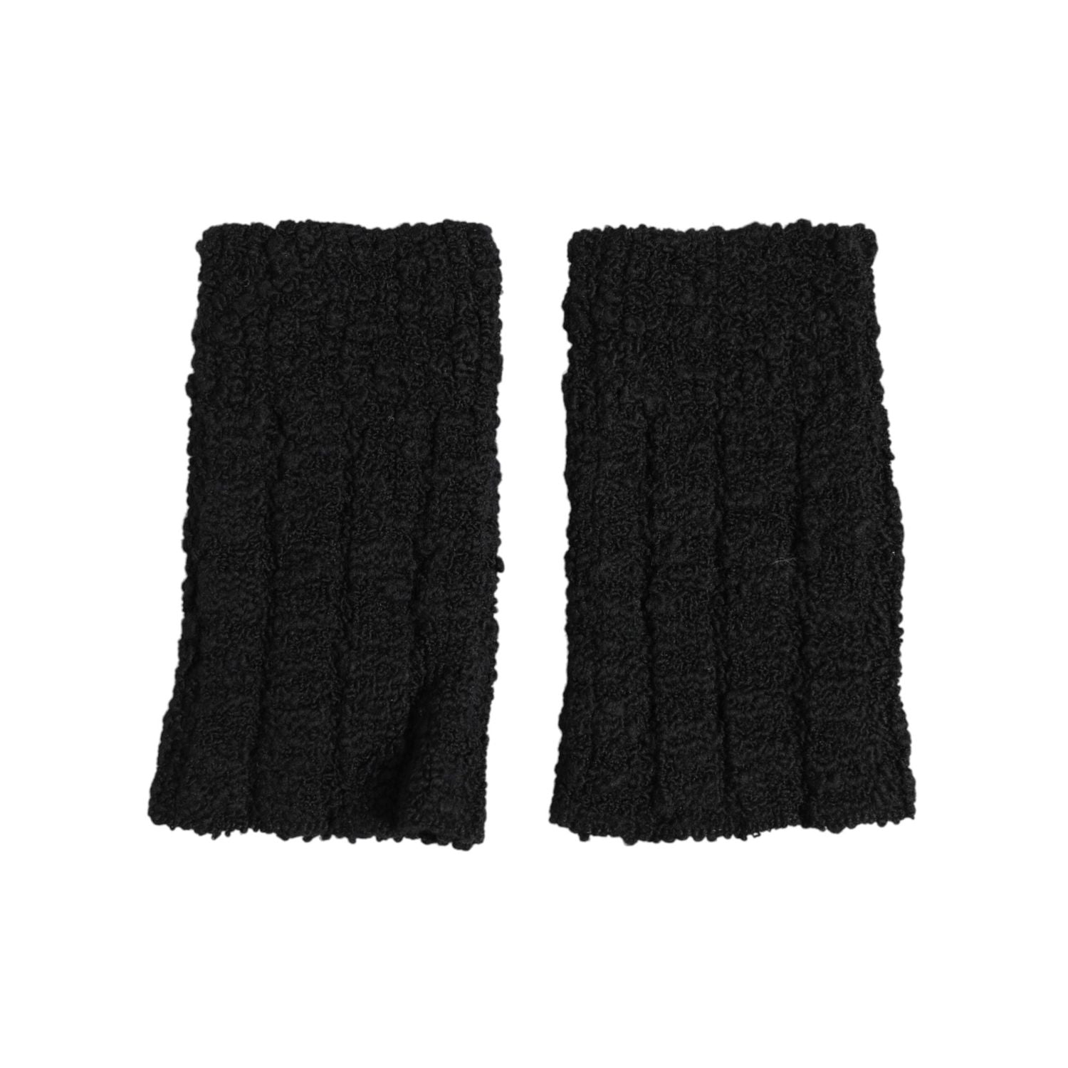 Dolce & Gabbana Black Virgin Wool Knitted Fingerless Men Gloves