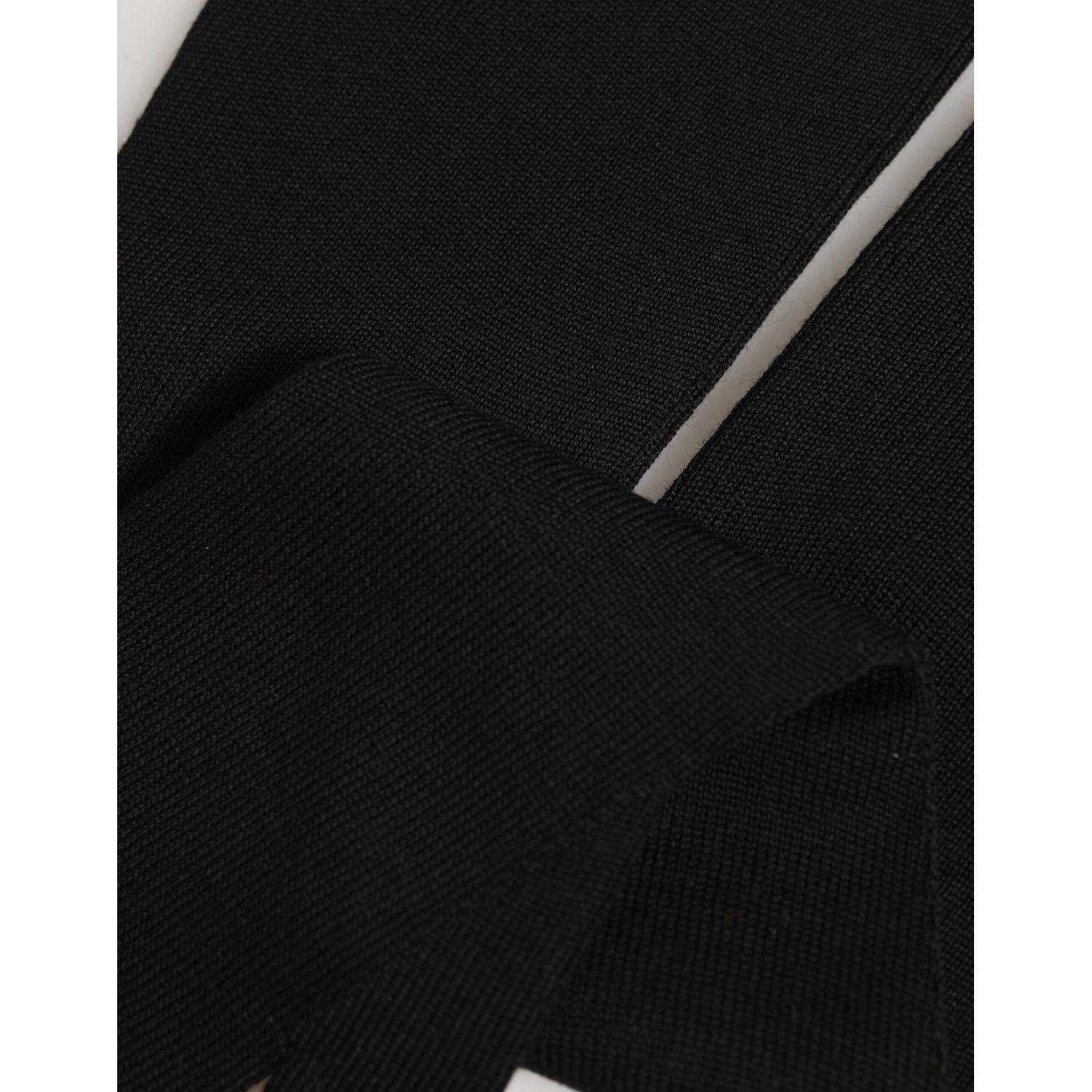 Dolce & Gabbana Black Virgin Wool Knitted Fingerless Men Gloves