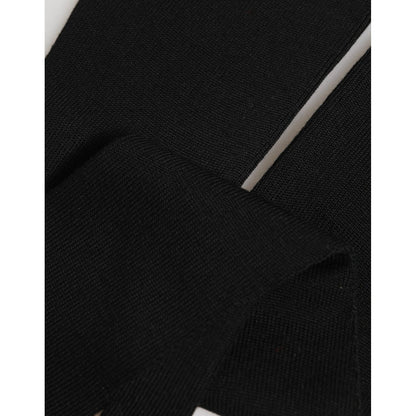 Dolce & Gabbana Black Virgin Wool Knitted Fingerless Men Gloves