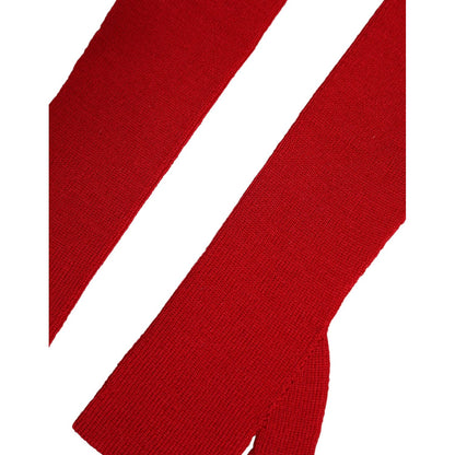 Dolce & Gabbana Red Wool Knitted Fingerless Elbow One Length Gloves