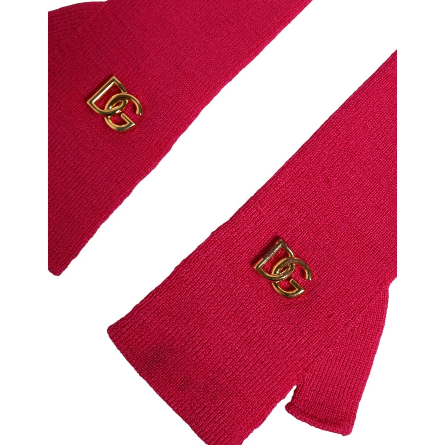 Dolce & Gabbana Pink Wool Fingerless Elbow Length Mitten Gloves