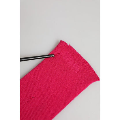 Dolce & Gabbana Pink Wool Fingerless Elbow Length Mitten Gloves