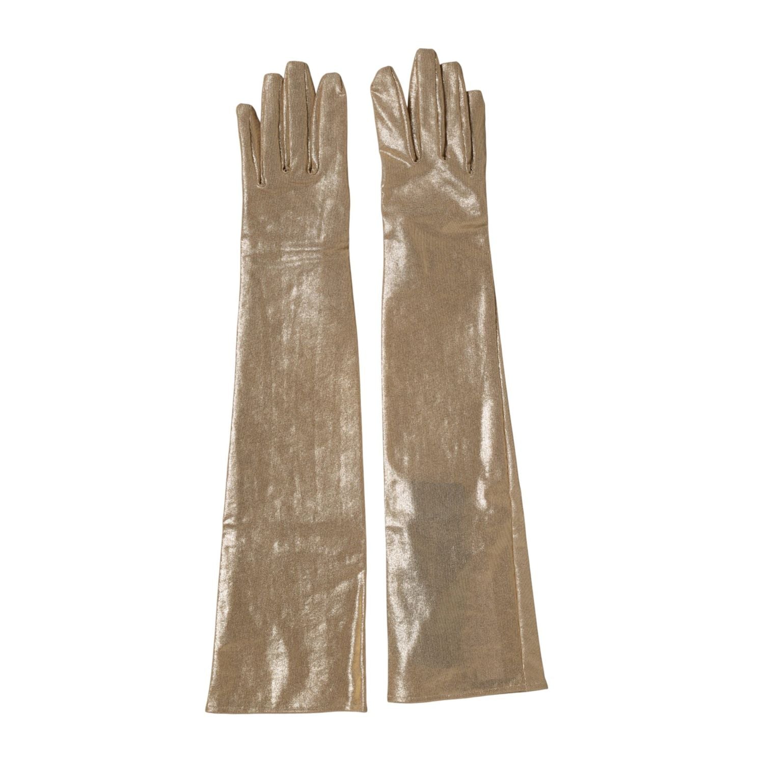 Dolce & Gabbana Beige Nylon Long Elbow Length Mitten Gloves
