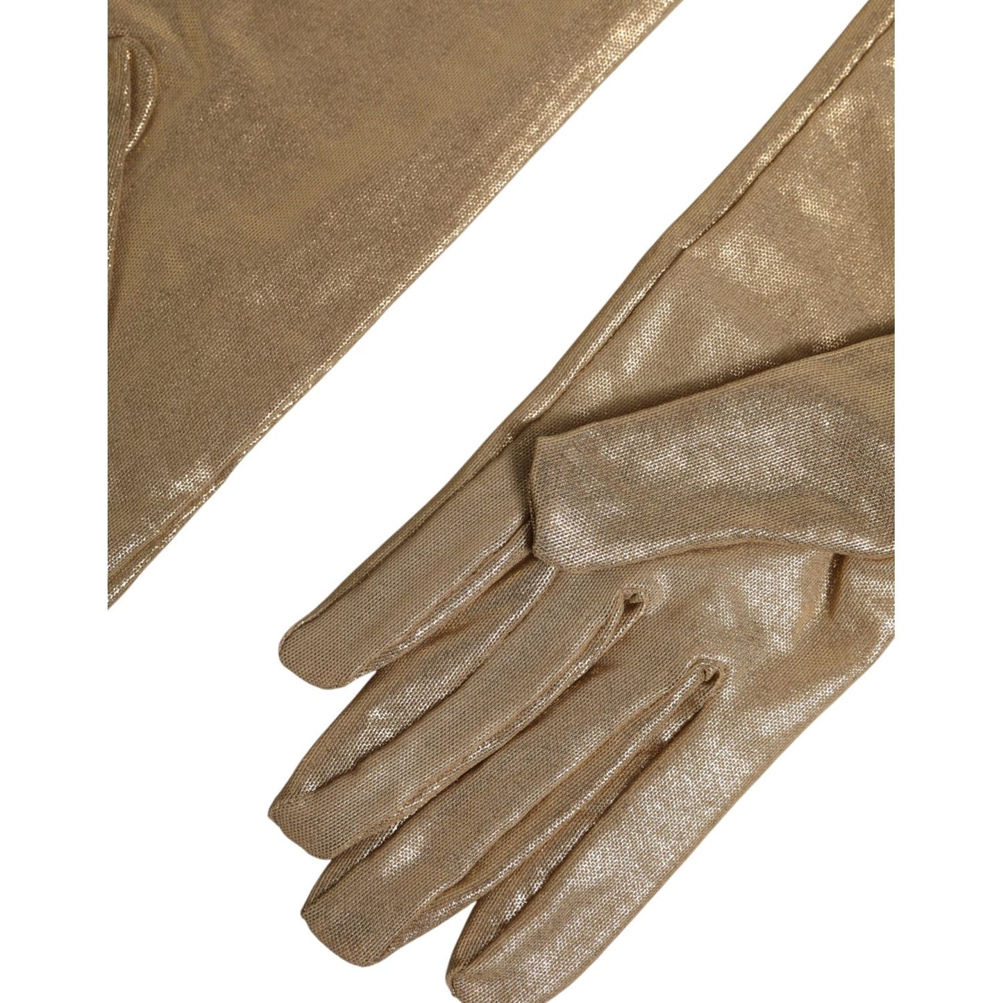 Dolce & Gabbana Beige Nylon Long Elbow Length Mitten Gloves