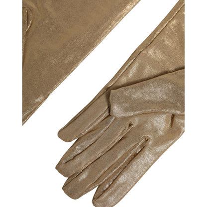 Dolce & Gabbana Beige Nylon Long Elbow Length Mitten Gloves
