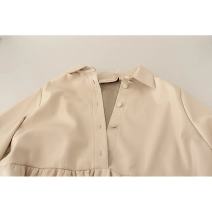 Jucca Leather Beige Long Sleeves Collared A-line Mini Dress