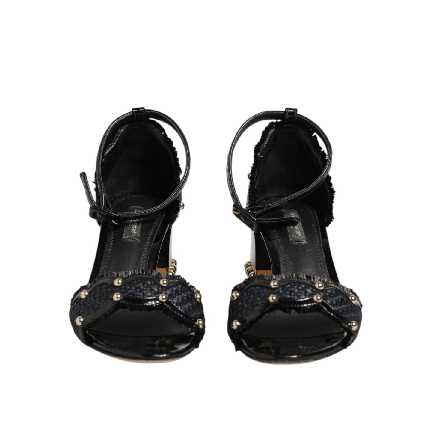 Dolce & Gabbana Black Studded Ankle Strap Sandals Shoes