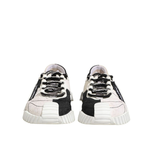 Dolce & Gabbana White Black Leather NS1 Sneaker Shoes