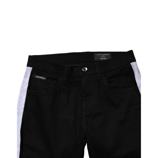 Dolce & Gabbana Black Cotton MidWaist Skinny Denim Logo Jeans