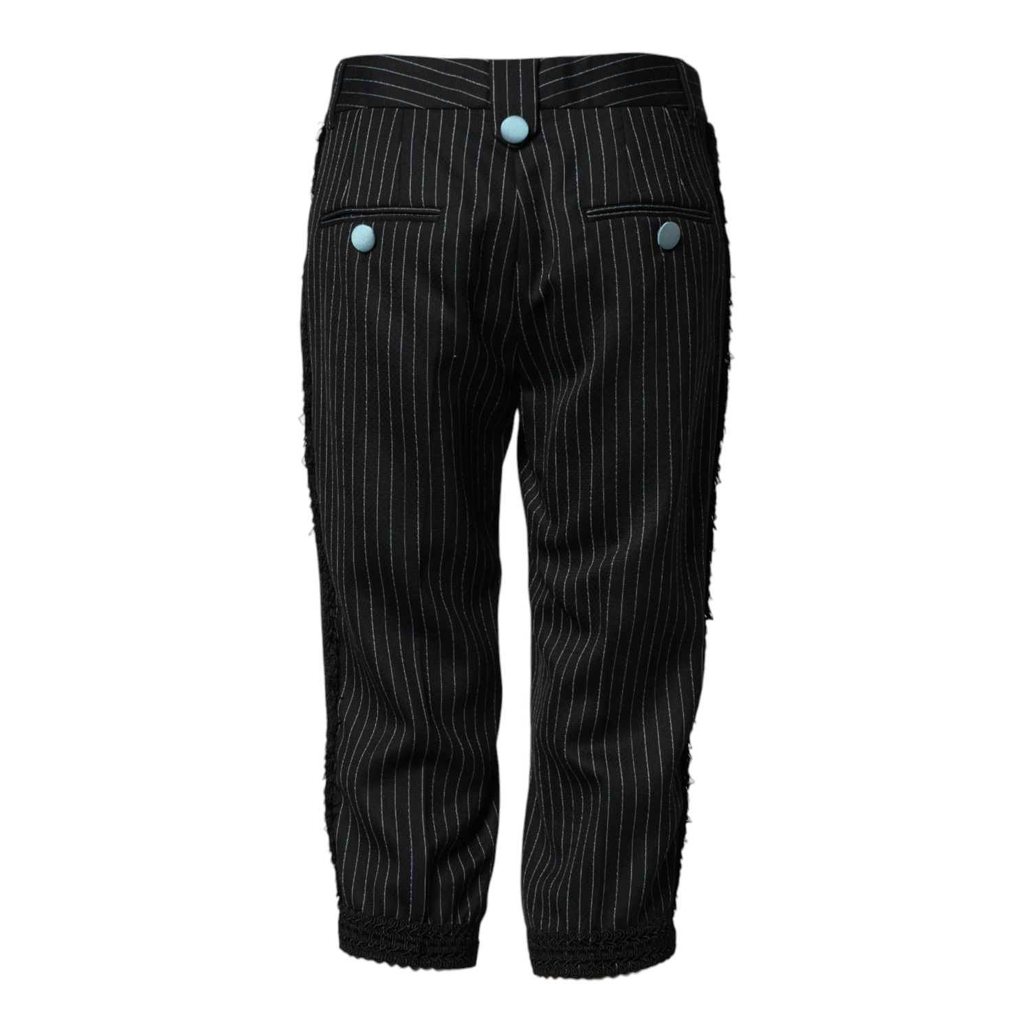 Dolce & Gabbana Black Wool Stripes Cropped Trouser Pants