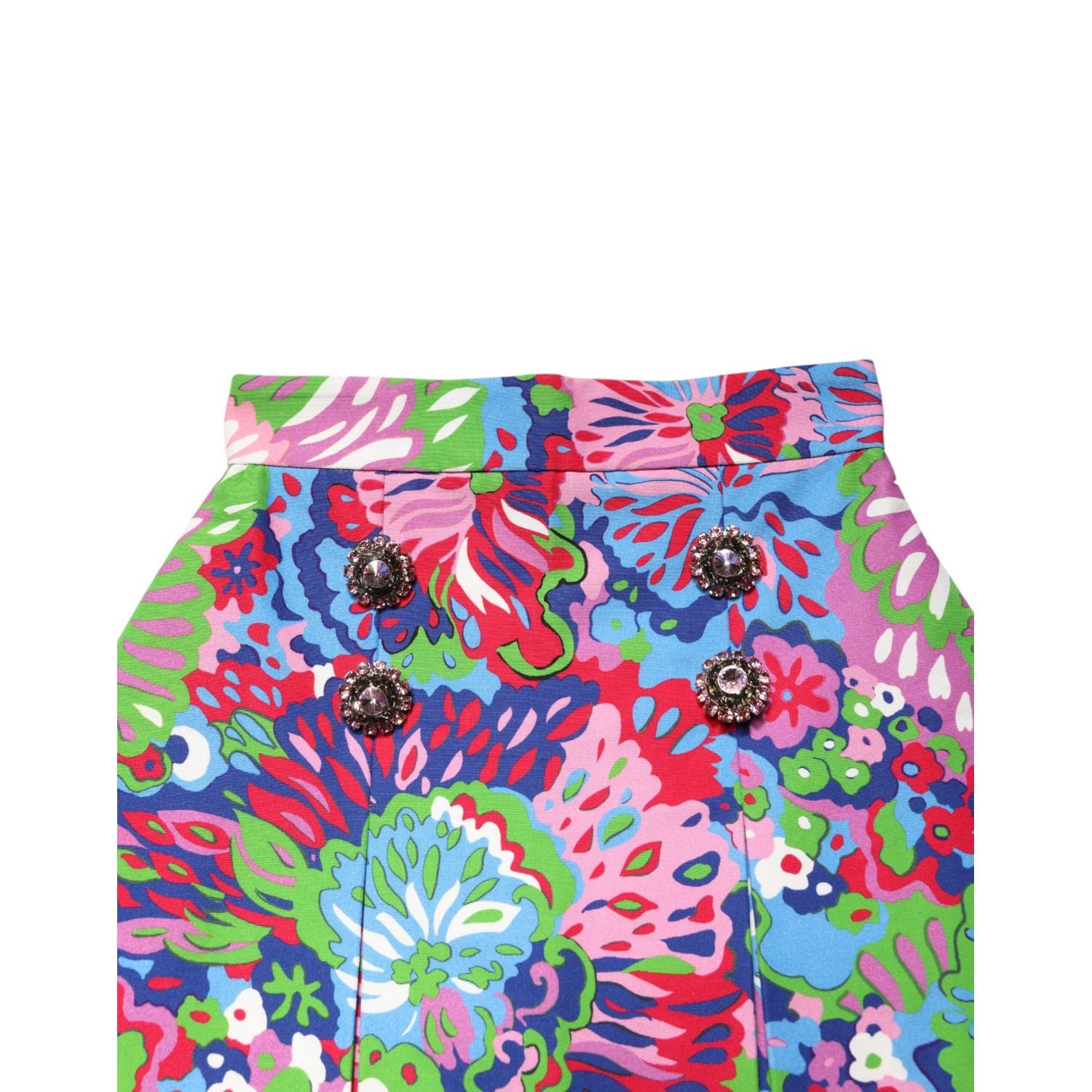 Dolce & Gabbana Multicolor Floral Buttoned High Waist Mini Shorts