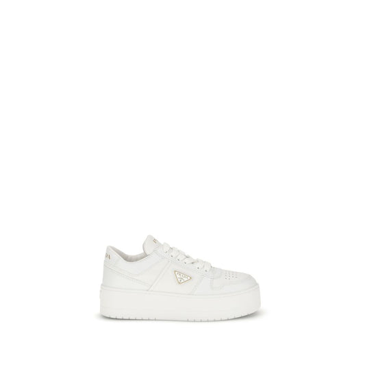 Prada White Calf Leather Bos Taurus Platform Sneakers