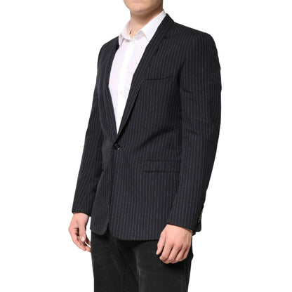 Dolce & Gabbana Dark Gray Stripes 1 Button Suit Jacket Blazer