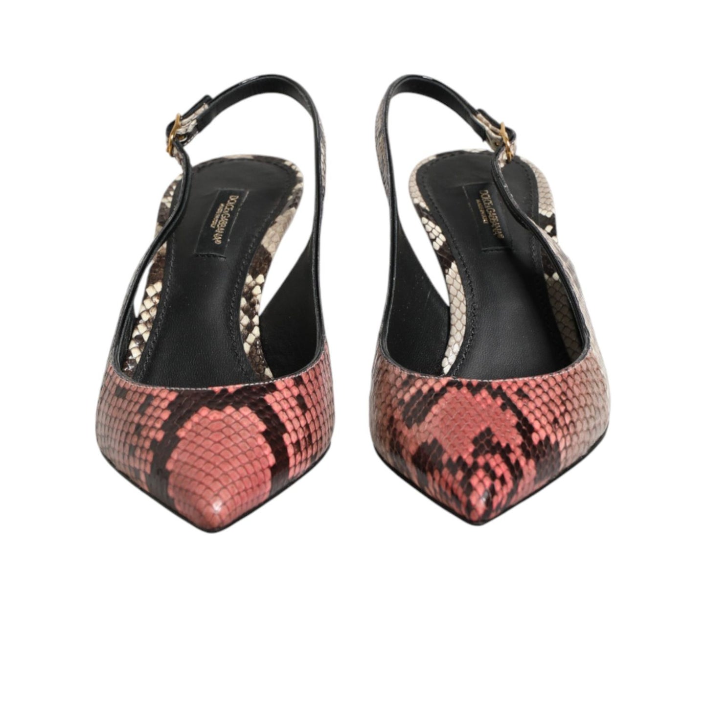 Dolce & Gabbana Multicolor Leather Heels Slingback Shoes