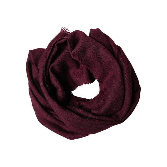Dolce & Gabbana Maroon Cashmere Fringes Neck Wrap Shawl Scarf
