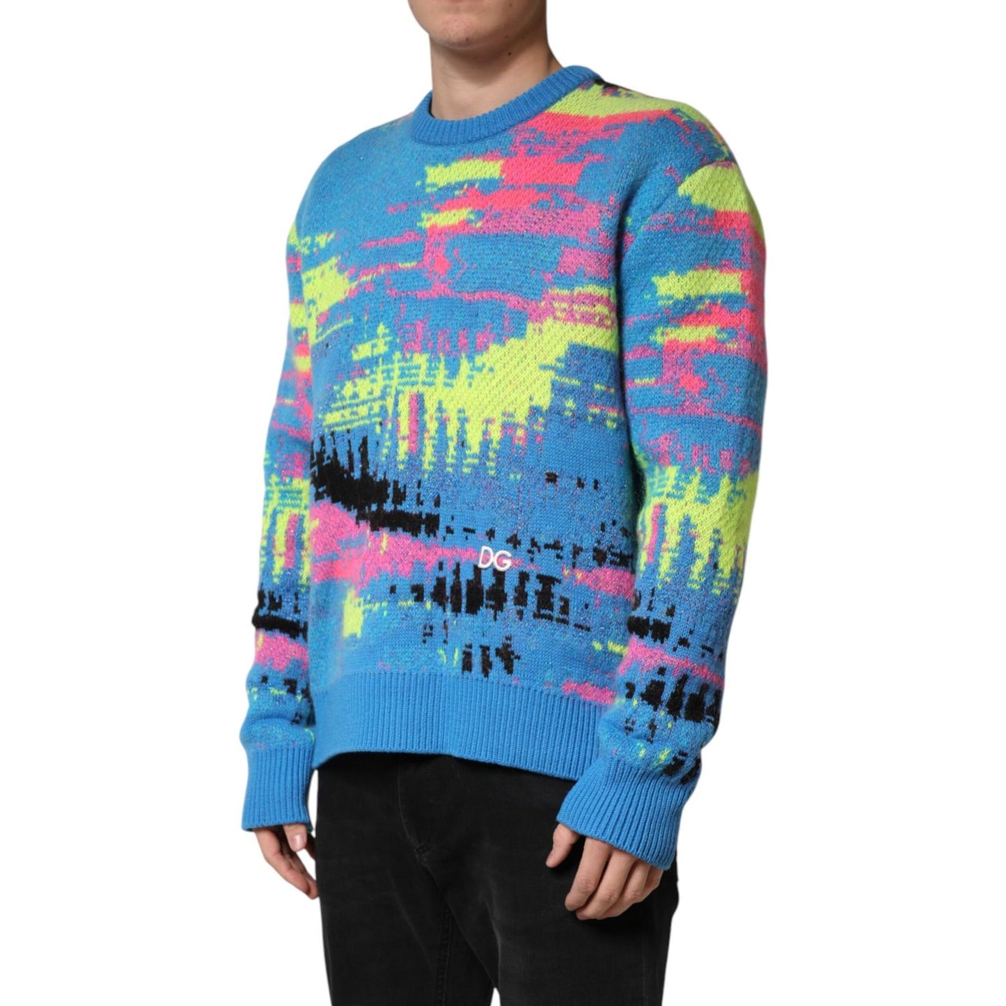 Dolce & Gabbana Multicolor Men Crew Neck Pullover Sweater