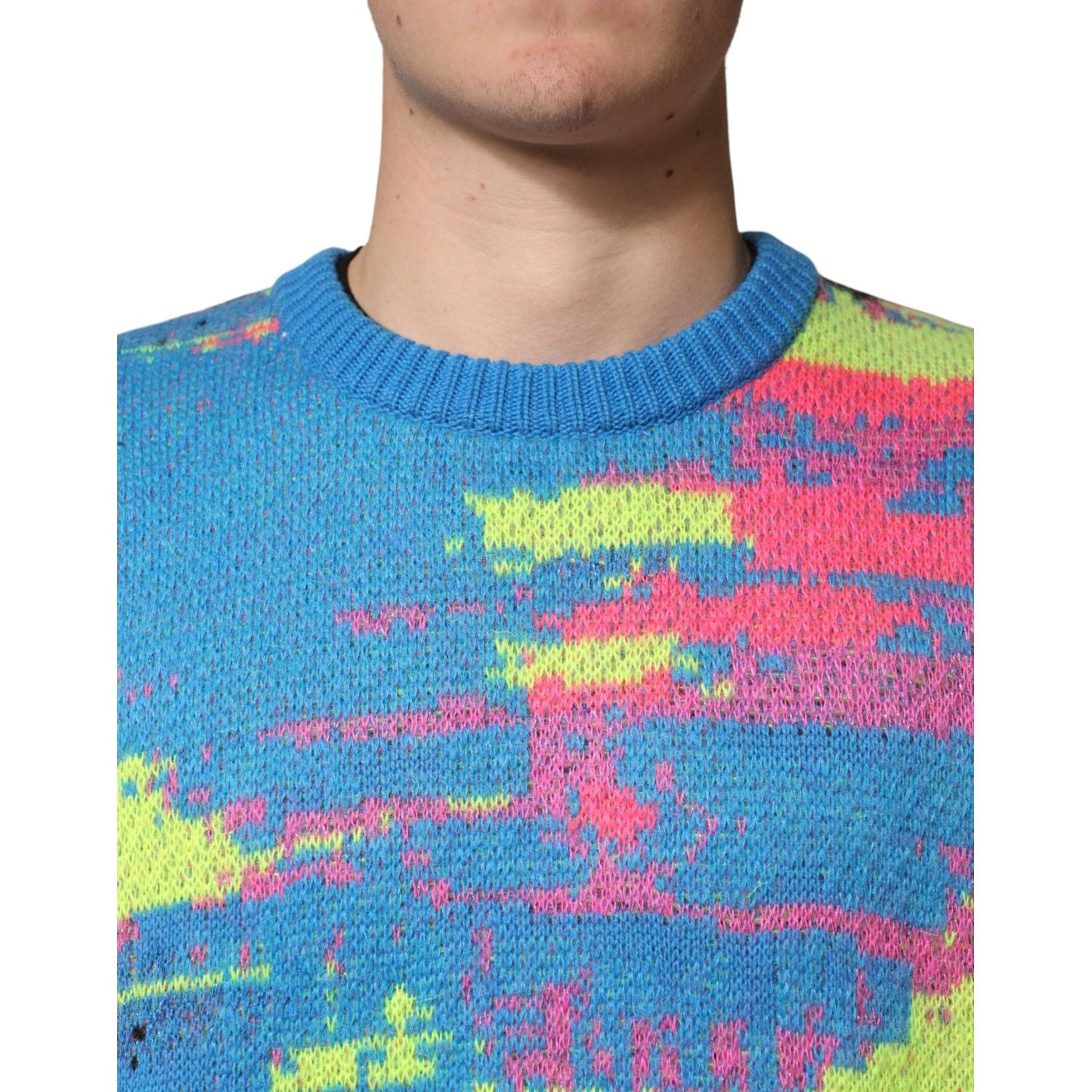 Dolce & Gabbana Multicolor Men Crew Neck Pullover Sweater