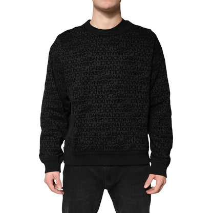 Dolce & Gabbana Black Monogram Crew Neck Sweatshirt Sweater
