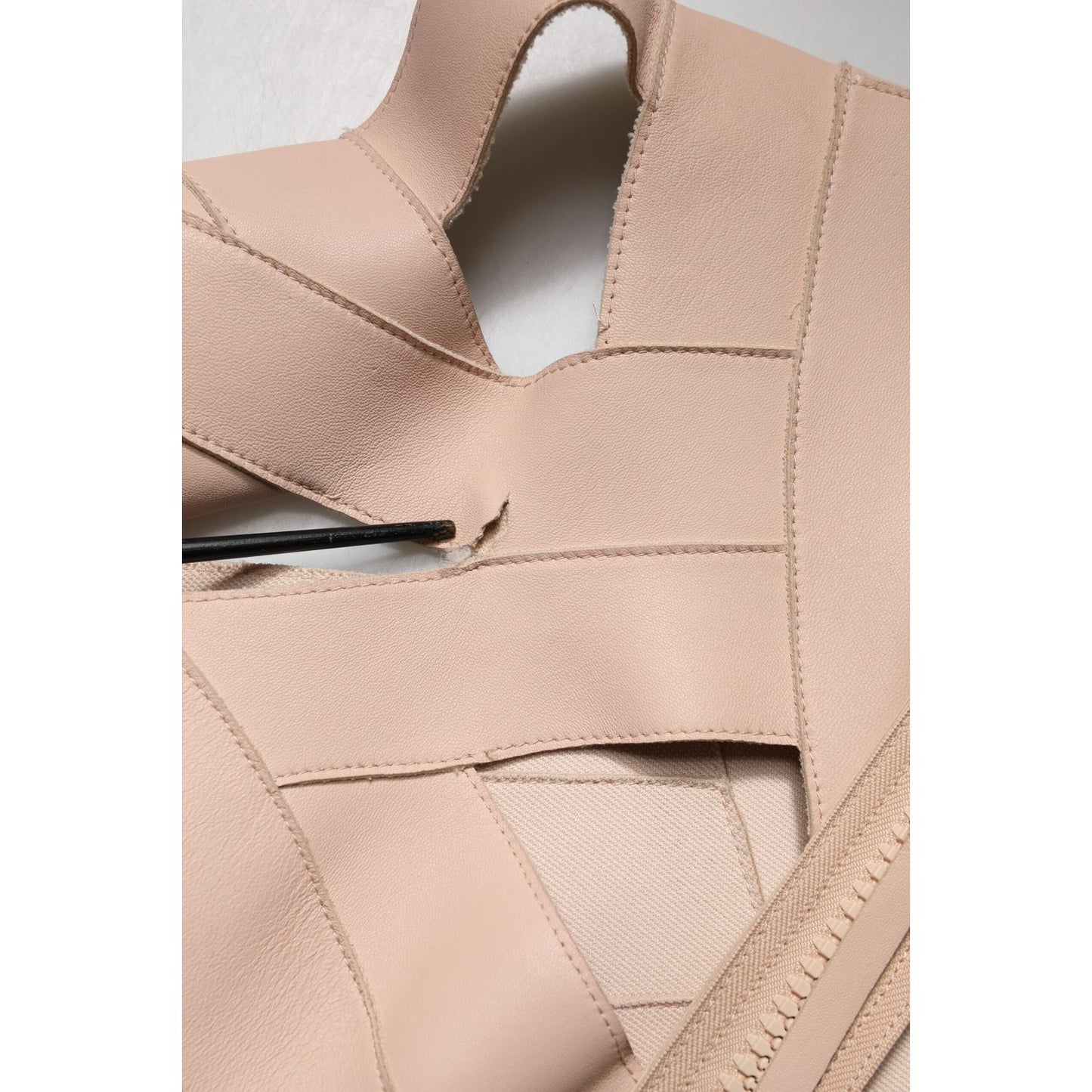 Dsquared² Beige Leather Short Sleeves Sheath Mini Dress