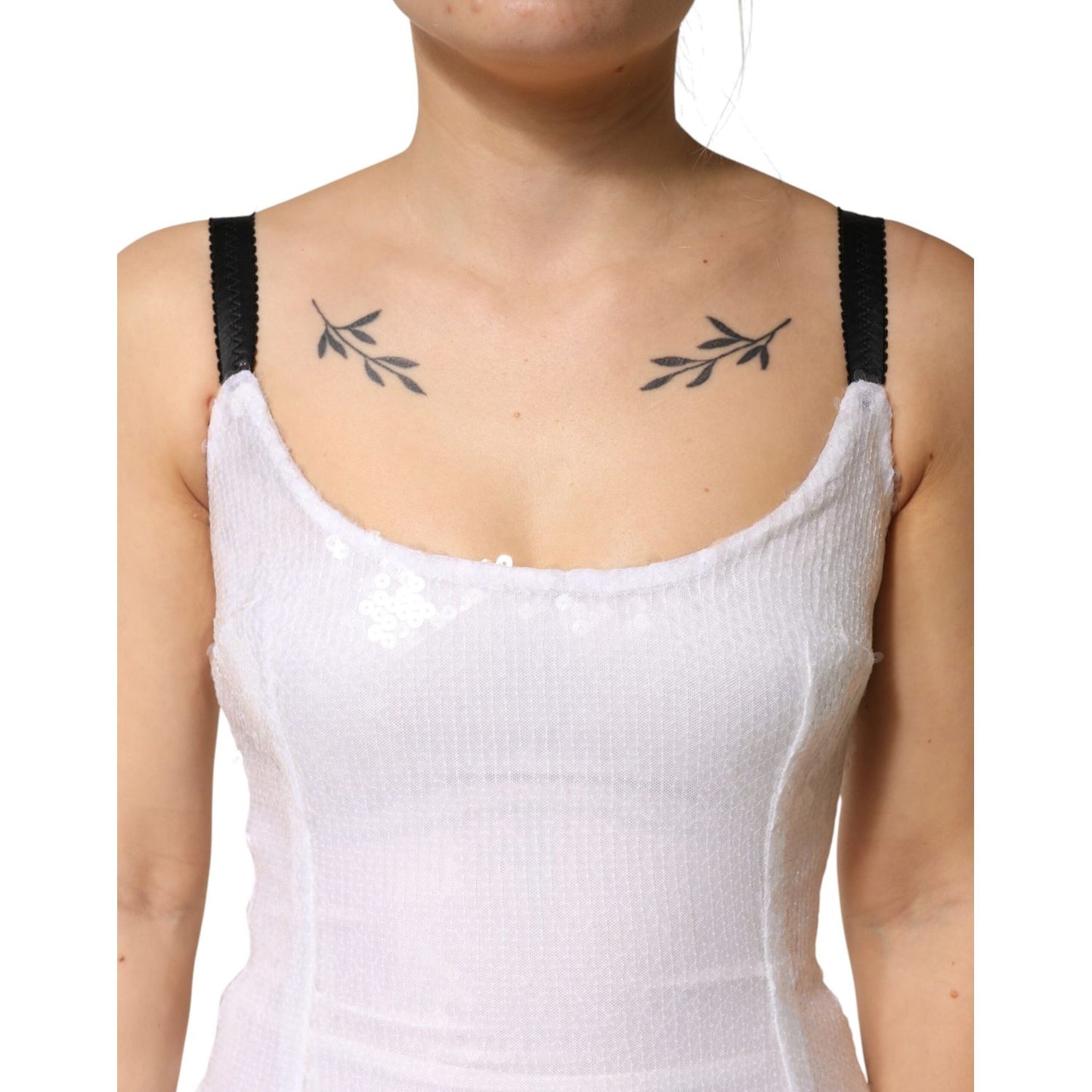 Dolce & Gabbana White Polyester Sleeveless Sheath Dress