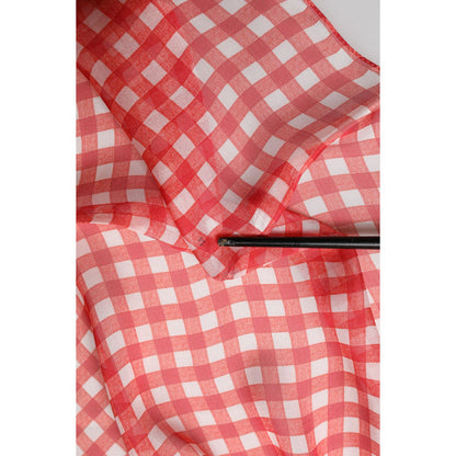 Dolce & Gabbana Red Checkered Plaid Neck Wrap Shawl Scarf
