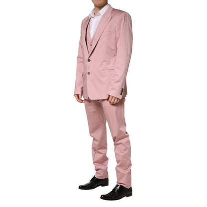 Dolce & Gabbana Pink Cotton Single Breasted 3 Piece Suit